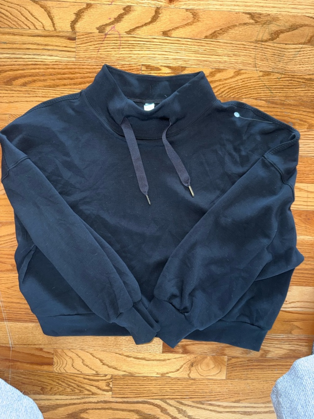 SPANX Black Turtleneck Funnel-Neck Sweater with Drawstring